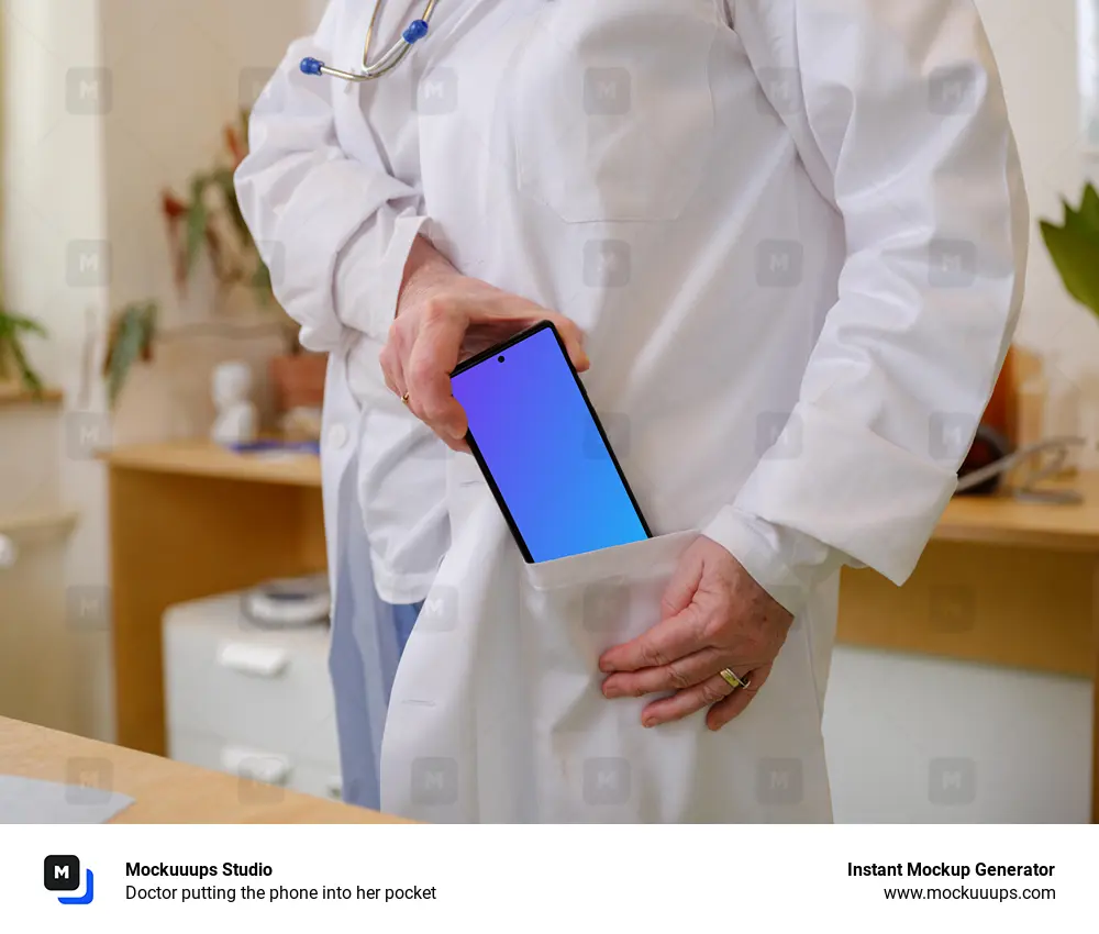 Doctor putting the phone into her pocket
