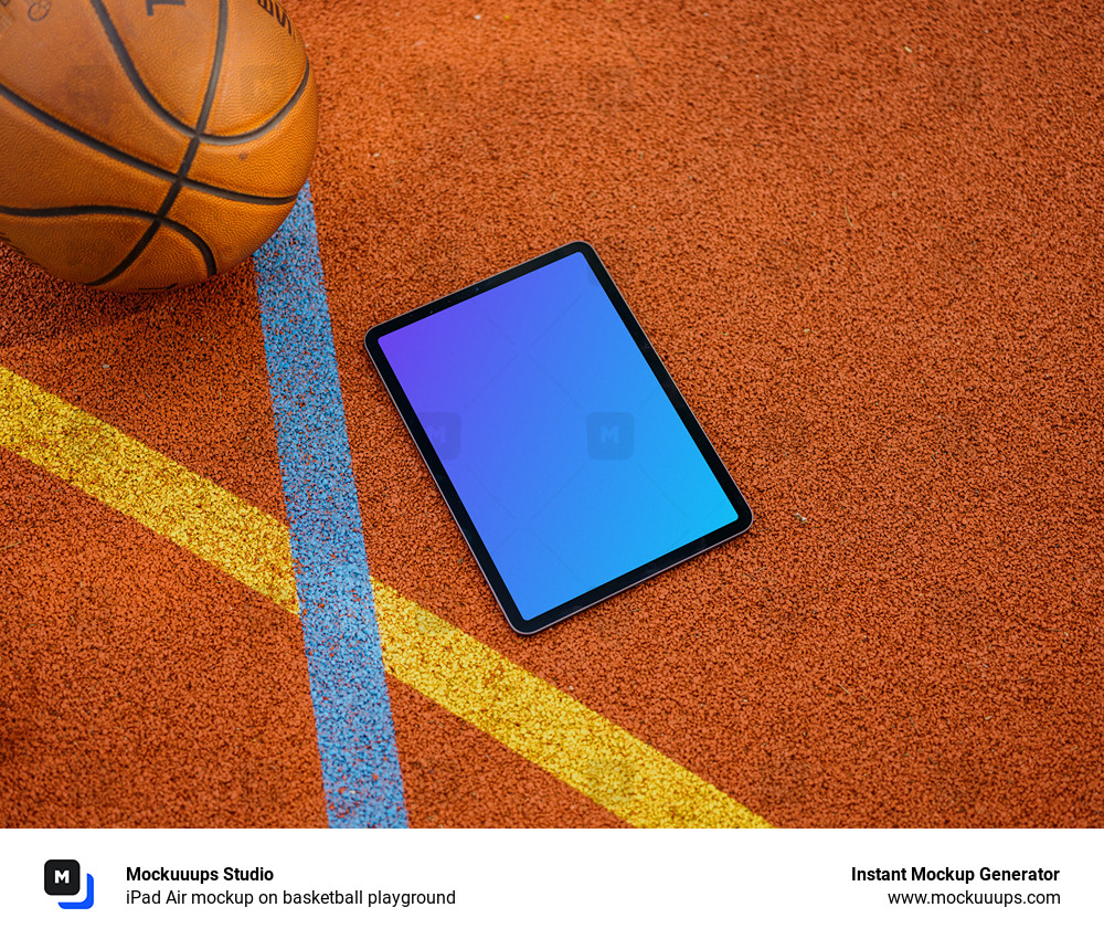 iPad Air mockup on basketball playground