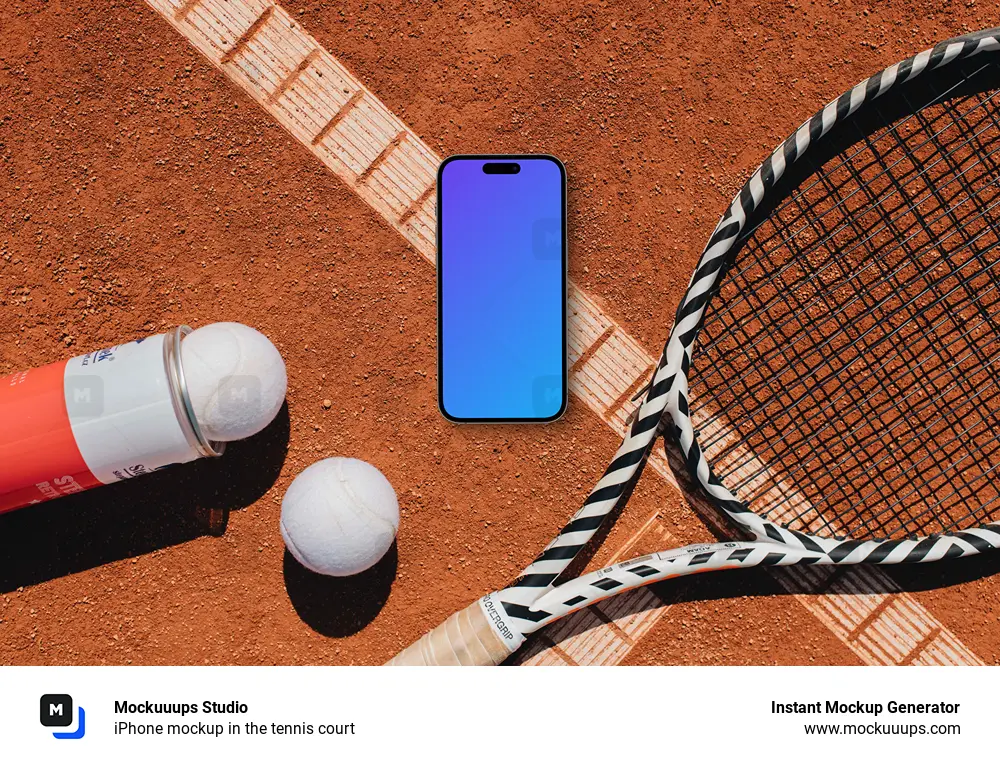 iPhone mockup in the tennis court