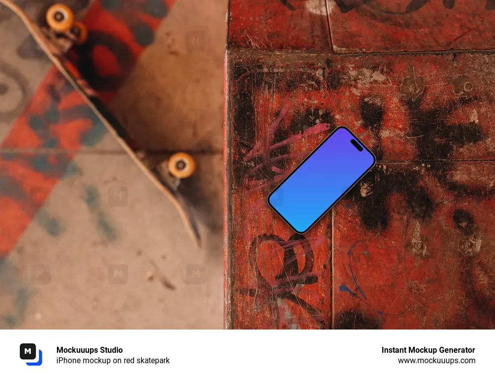 iPhone mockup on red skatepark