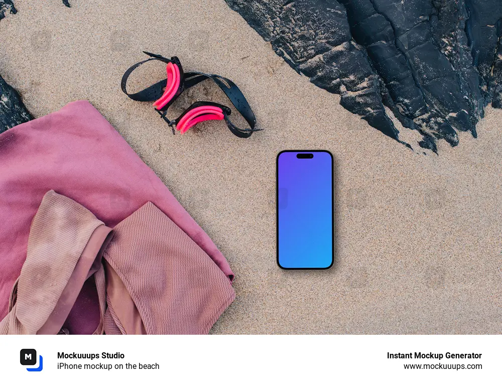 iPhone mockup on the beach