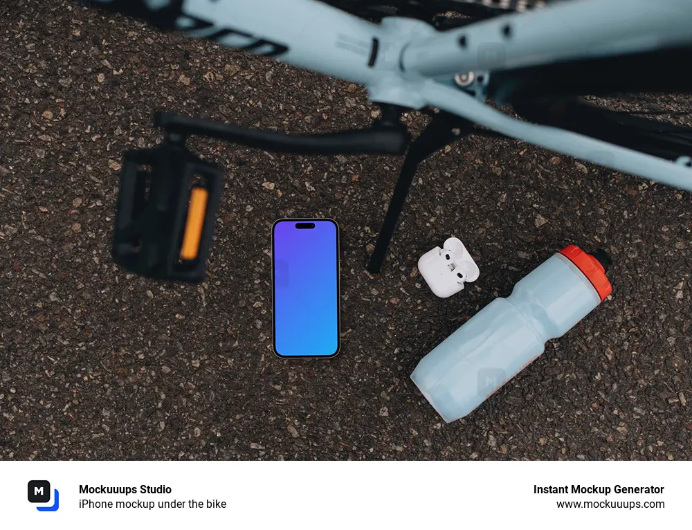 iPhone mockup under the bike