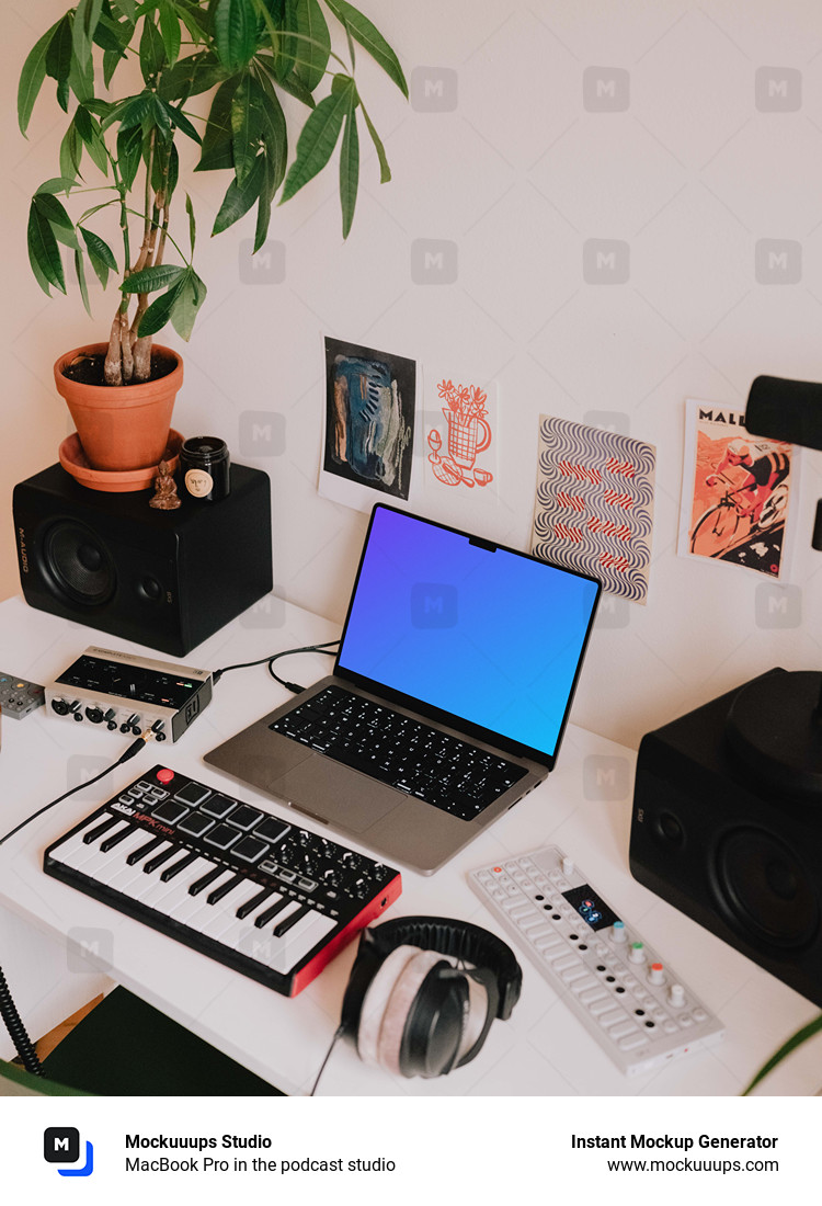 MacBook Pro in the podcast studio