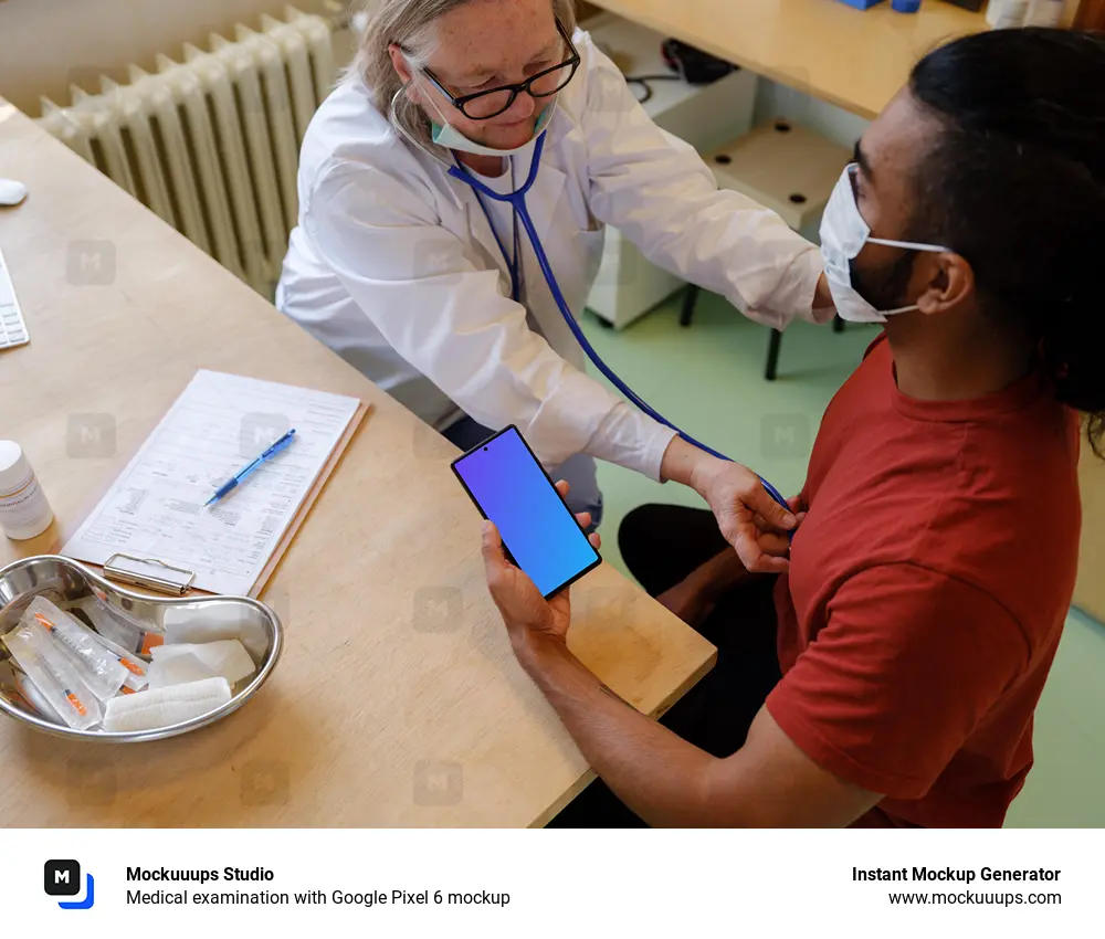 Medical examination with Google Pixel 6 mockup