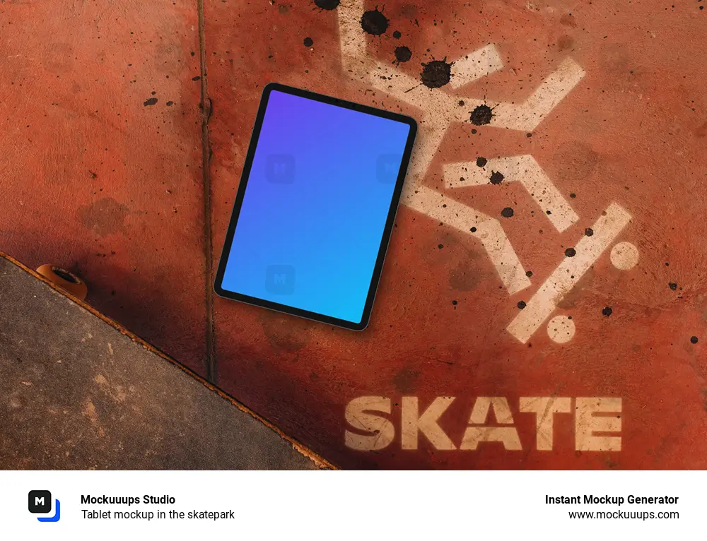 Tablet mockup in the skatepark