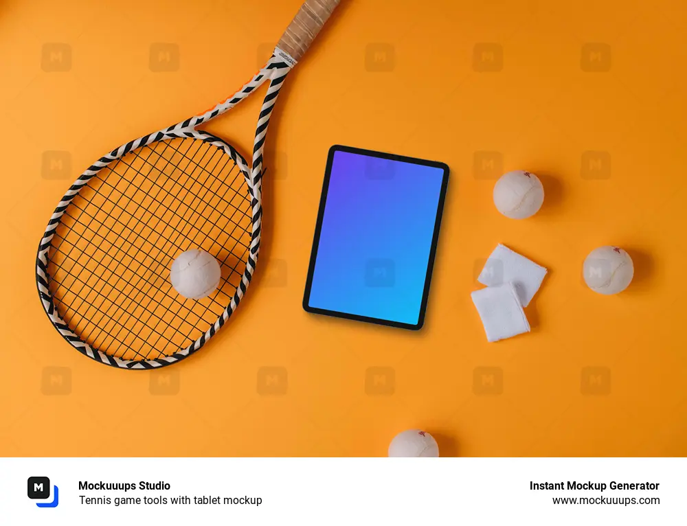 Tennis game tools with tablet mockup
