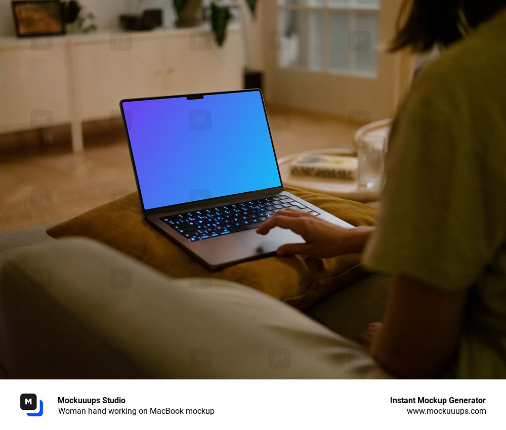Woman hand working on MacBook mockup