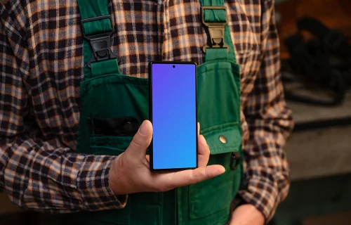 Crafter holding a Google Pixel mockup