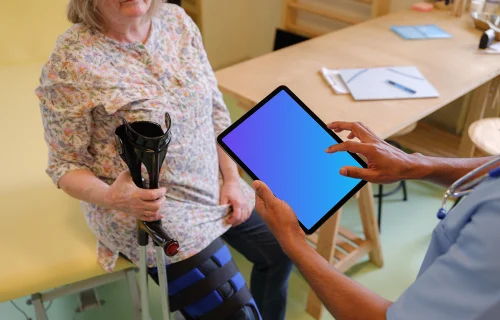 Doctor working on a tablet