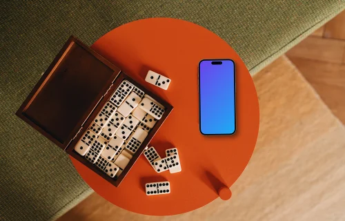 Dominoes and an iPhone mockup