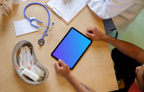 Examination at the doctor with iPad mockup