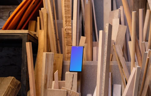 Google Pixel 6 mockup en tablas de madera