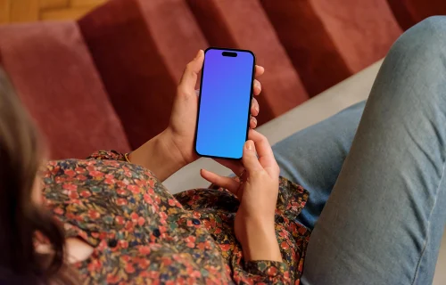 iPhone 14 Pro mockup in cozy office setting