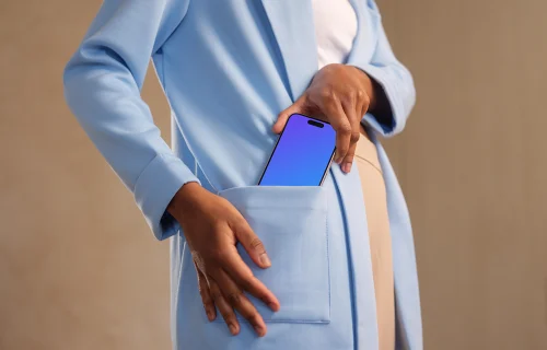 iPhone 15 Pro Mockup in Woman's Hand