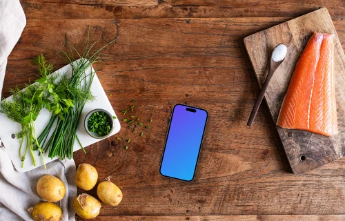 iPhone mockup in the kitchen