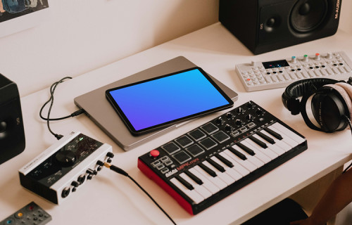 Music Mockup with iPad Air on the table