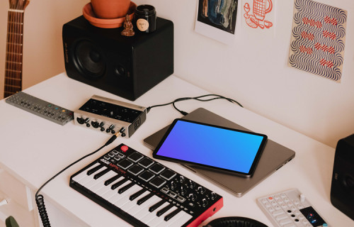 Music studio mockup with iPad Air