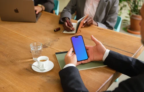Office setting with the iPhone mockup