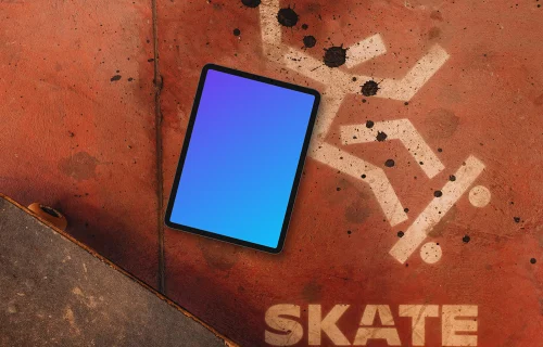 Tablet mockup en el skatepark