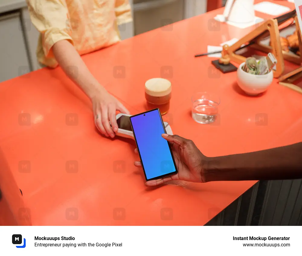 Entrepreneur paying with the Google Pixel 