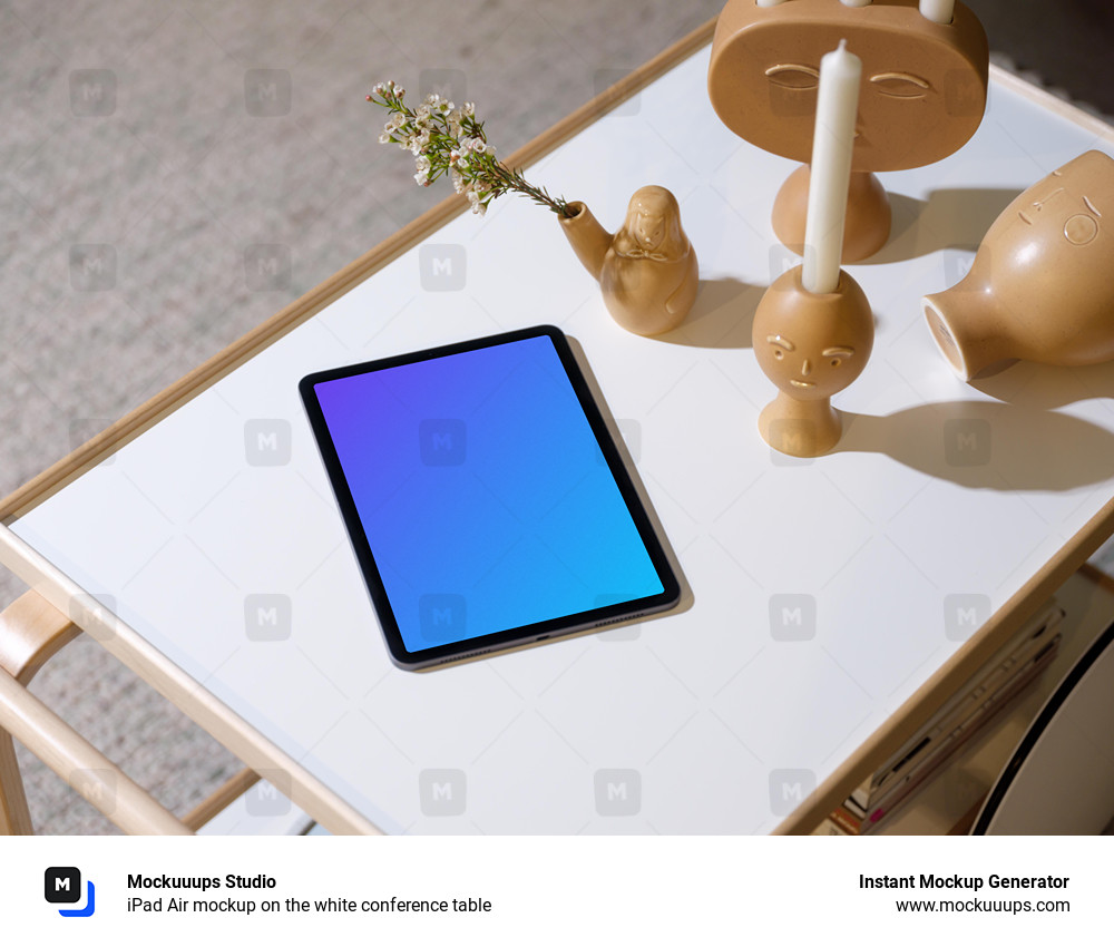 iPad Air mockup on the white conference table
