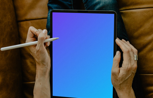 Tablet mockup with Apple pencil