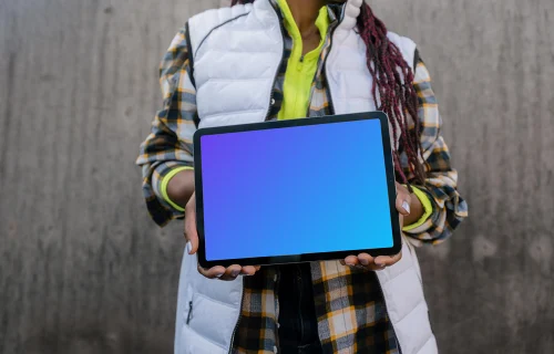 Female architect presenting an iPad mockup