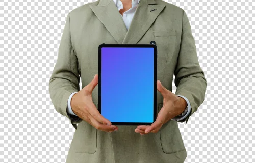 iPad Air mockup y un hombre de negocios