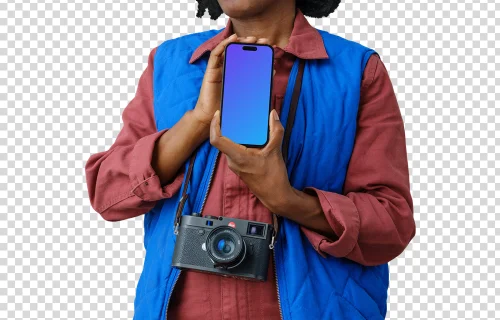 iPhone mockup and female photographer