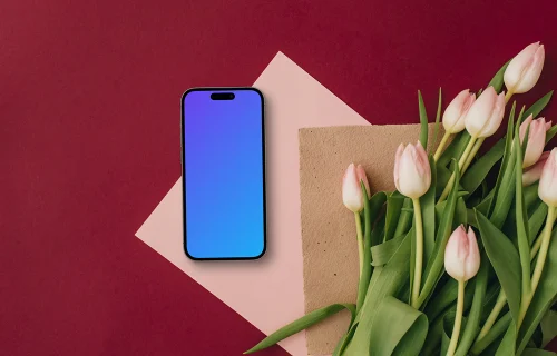 iPhone mockup with tulips for Mother’s day