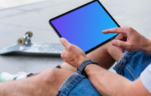 Male hand pointing on the iPad Air mockup