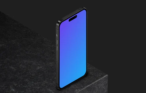 Standing smartphone mockup on the edge - Left View