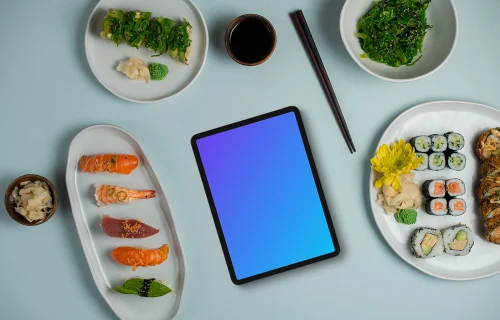 Sushi around tablet mockup