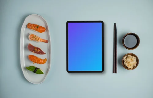 Tablet mockup with Nigiri sushi