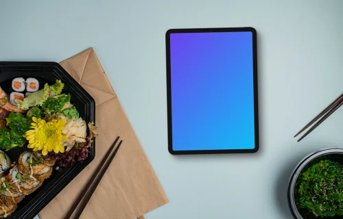 Tablet mockup with sushi delivery