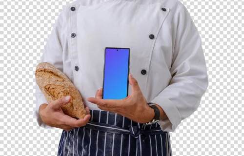 The head of the kitchen with a Google Pixel 6 mockup