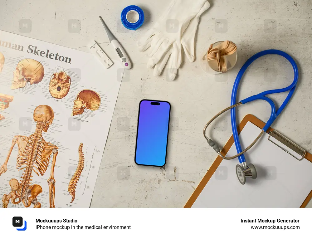 iPhone mockup in the medical environment