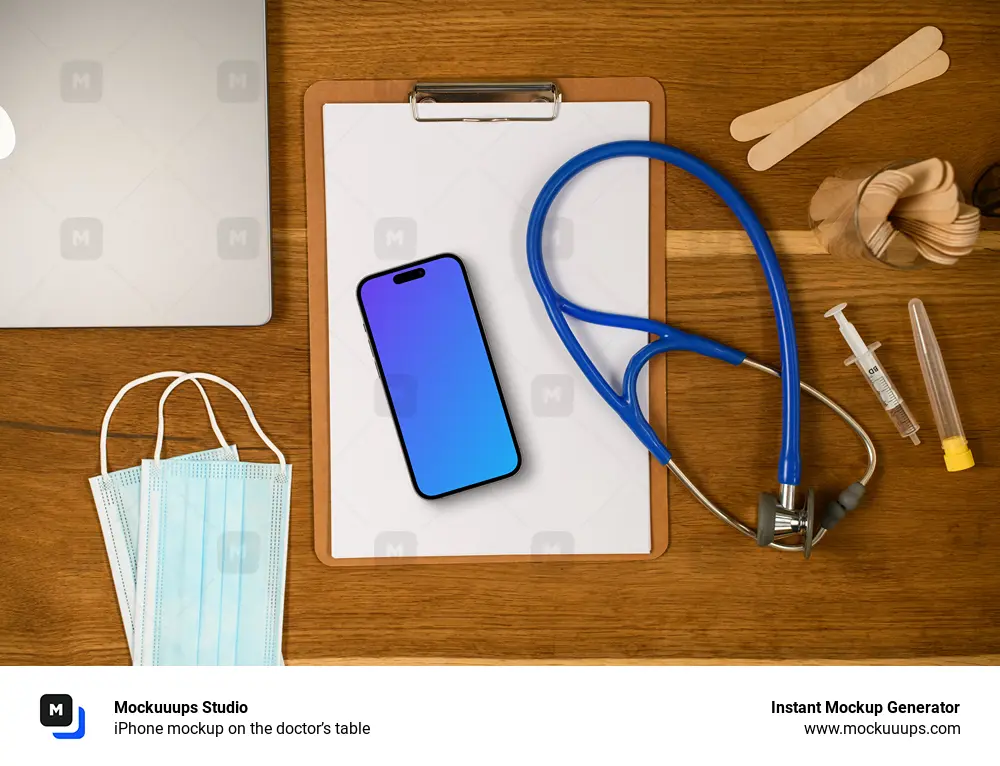 iPhone mockup on the doctor’s table