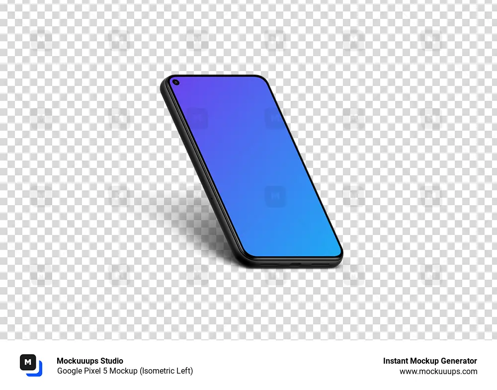Google Pixel 5 Mockup (Isométrica izquierda)