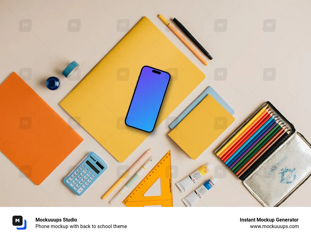 Phone mockup with back to school theme