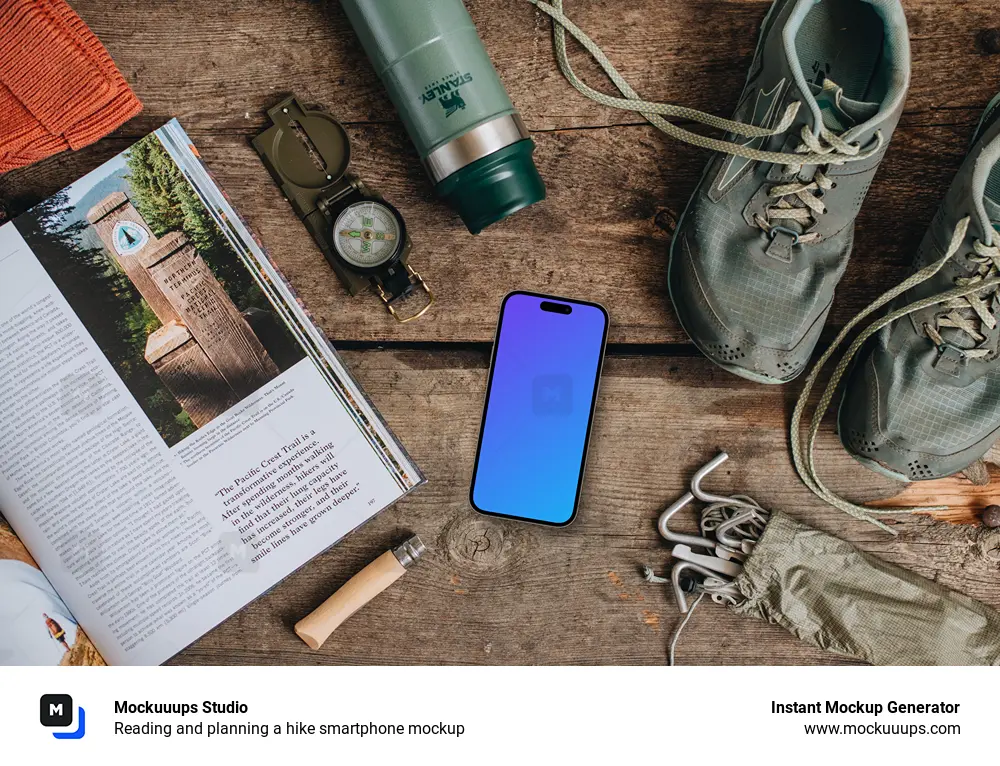 Reading and planning a hike smartphone mockup