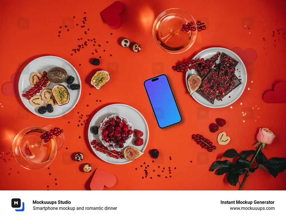 Smartphone mockup and romantic dinner