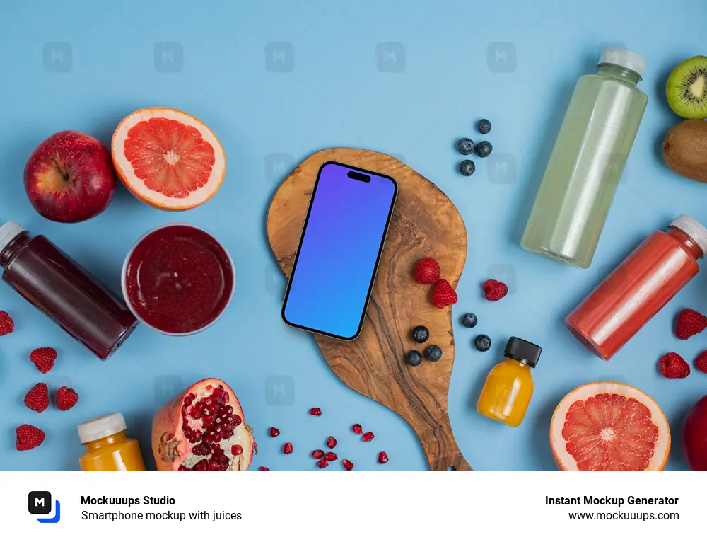 Smartphone mockup with juices
