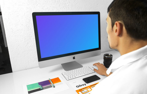 Ambiente luminoso con iMac mockup