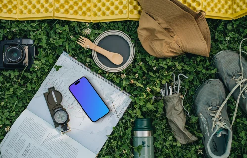 Camping adventure smartphone mockup