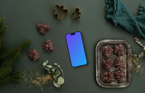 Christmas pastry and phone mockup