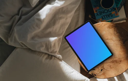 Cozy bedroom scene and the iPad mockup