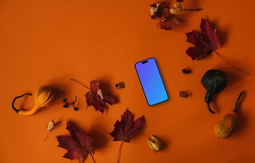 Halloween background mockup with a smartphone