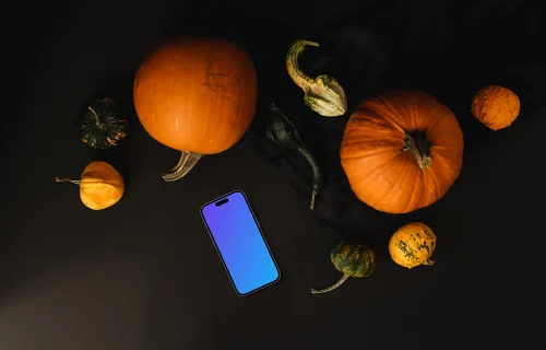 Plantilla de presentación de Halloween con un smartphone mockup