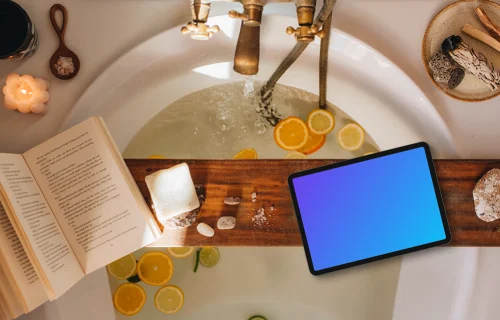 Healing bath ambiance with iPad mockup